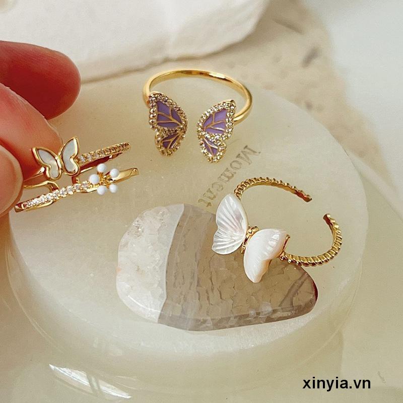 Nhẫn Hình Bướm Đính Ngọc Trai Thiết Kế Độc Đáo Chất Lượng Cao Cho Nữ