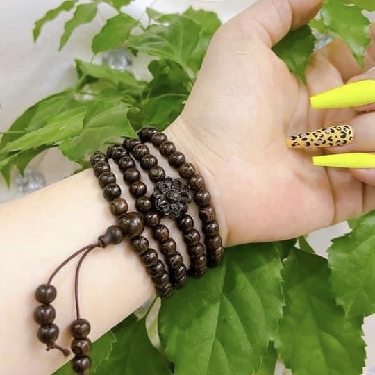Vòng Tay Trầm Hương Tống Gia 108 Hạt Mix Hoa Sen Siêu Thơm- Chuỗi Vòng Tay Trầm Tốc 108 Hạt Tặng Hộp Gấm