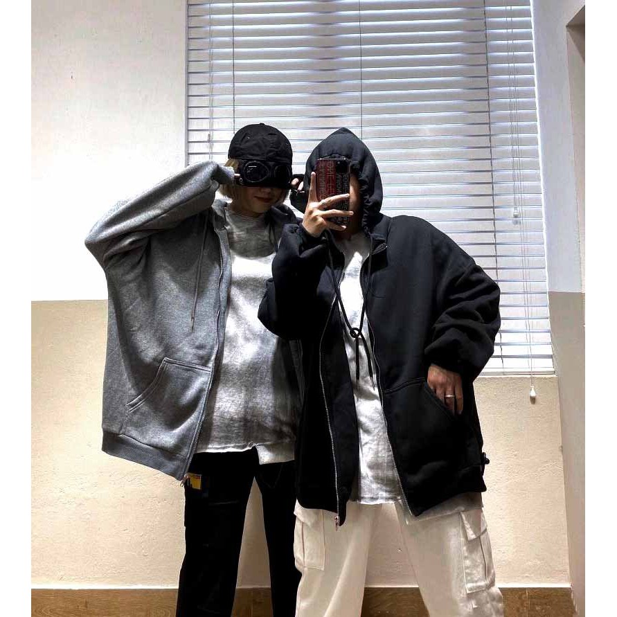Áo hoodie khóa zip unisex ⚡️ LOẠI DÀY CÓ VIDEO ⚡️ Ao chống nắng có nón nam nữ chất nỉ dày form rộng dây kéo