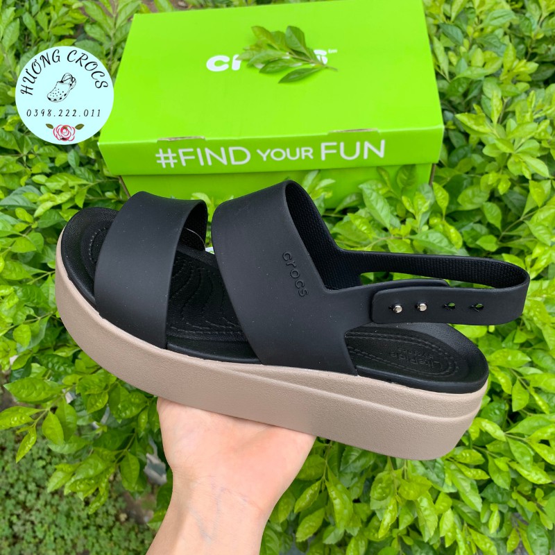 Sandal 5p, cao gót Cross Brooklyn màu đen cá tính cho nữ