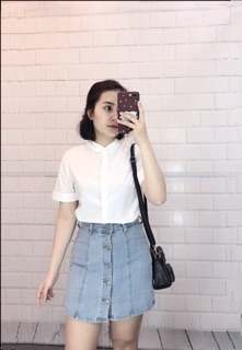 Áo sơ mi trắng cộc tay cho nữ