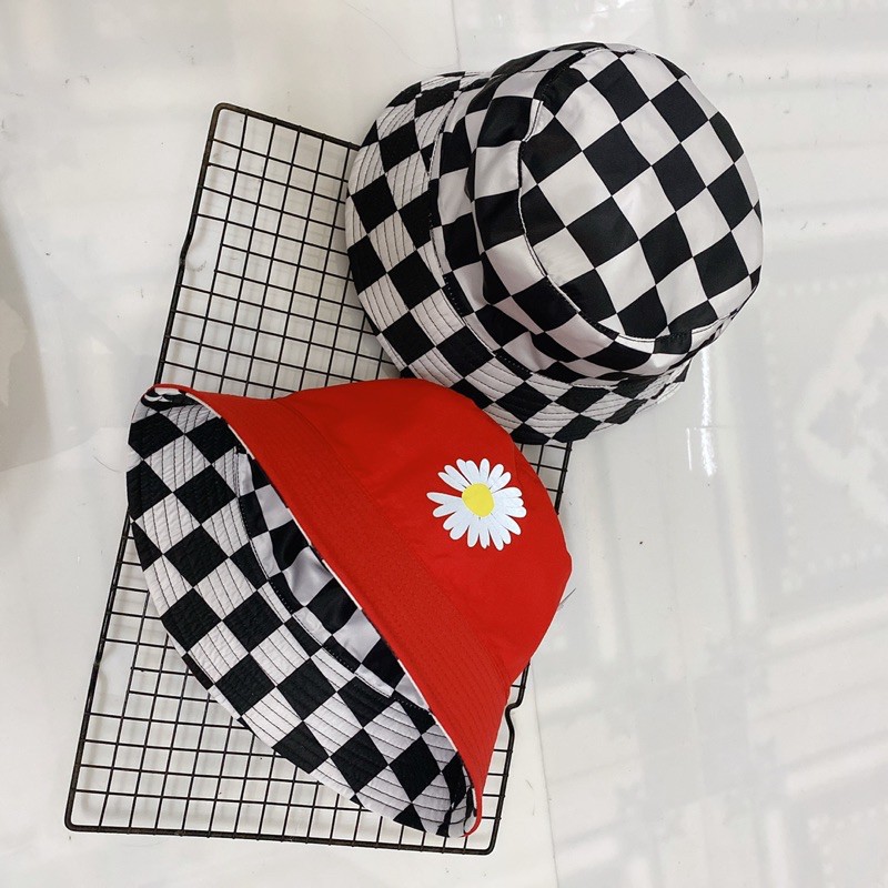 NÓN VÀNH CỤP PHẢN QUANG - HOA CÚC CARO ĐỘI 2 MẶT