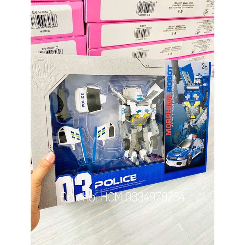 [LOẠI XỊN CÓ CLIP THẬT] Đồ chơi robot biến hình transformer thành xe cảnh sát dành cho bé thích mô hình xe siêu anh hùng