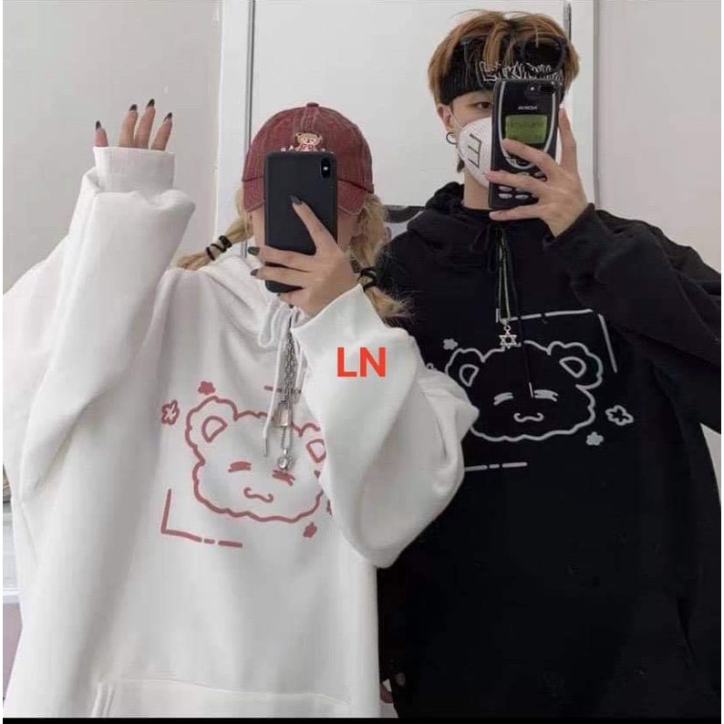 Áo hoodie mặt gấu ô vuông LN11