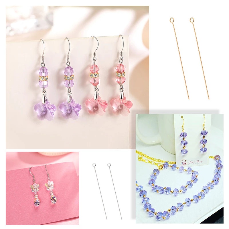 Set 100 Ghim Đầu Bi Bằng Thép Không Gỉ Mạ Vàng Dùng Làm Trang Sức DIY