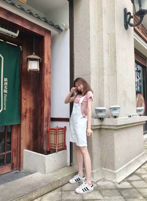 [KÈM ẢNH THẬT + SẴN S] quần yếm đùi bò jeans túi trước 3 màu đen trắng be ulzzang hàn quốc | BigBuy360 - bigbuy360.vn