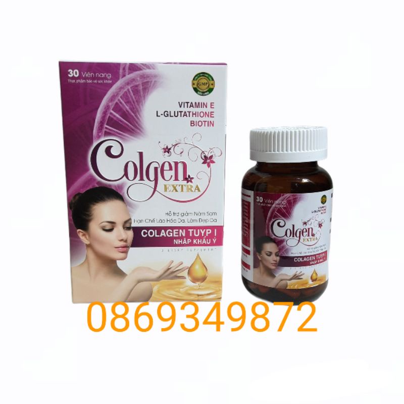 Viên uống trắng da COLGEN EXTRA - Collagen Glutathion 400mg - giúp làm đẹp da,giảm nám, tàn nhang
