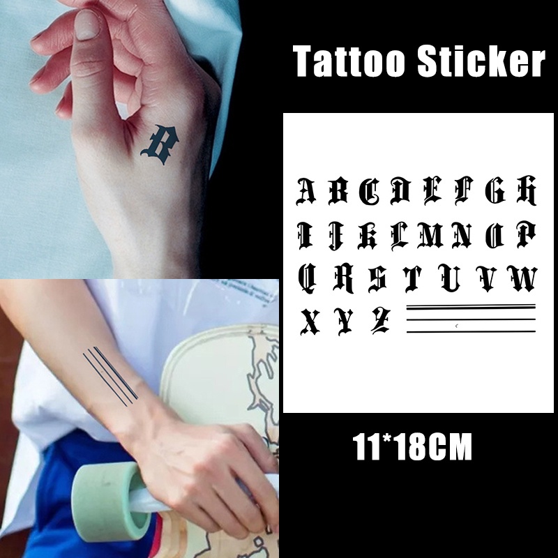 Hình Xăm Dán Tạm Thời Họa Tiết Chữ Cái Chống Thấm Nước Lâu Trôi
