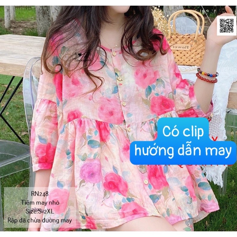 RN248_Rập giấy may áo babydoll tay thường nữ