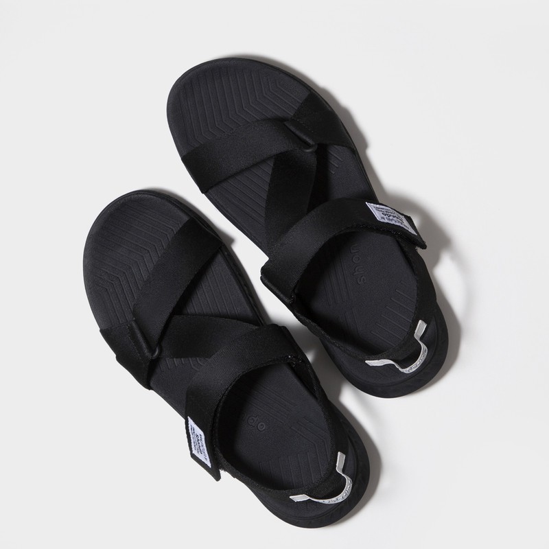 Giày Sandals Nam Nữ Unisex Shondo F7 Racing Đế Đen Phối Trắng Quai Đen F7R1010