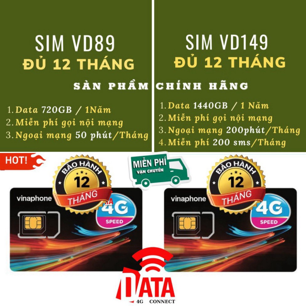 HÀNG SALE NGHI BÁN  SIM VD89 , VD149 , D500 ( MIỄN PHÍ 360 ngày Data 4G + Gọi )VINAPHONE. Đăng Ký Chính Chủ, Bảo Hành 12