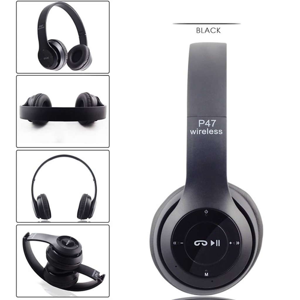 TAI NGHE Bluetooth P47  ⚡️𝐅𝐑𝐄𝐄 𝐒𝐇𝐈𝐏⚡️  Cao Cấp, Có khe cắm thẻ nhớ,Chất lượng âm thanh đỉnh cao - BH 3 THÁNG