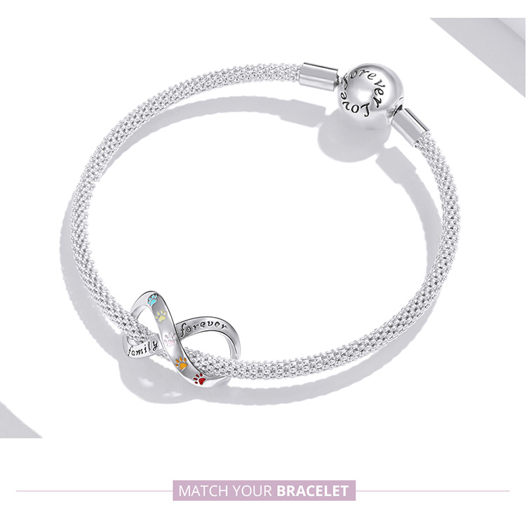 Phụ Kiện Charm Bamoer Bạc 925 SCC1849 Hình Tình Yêu Làm Trang Sức Thủ Công DIY