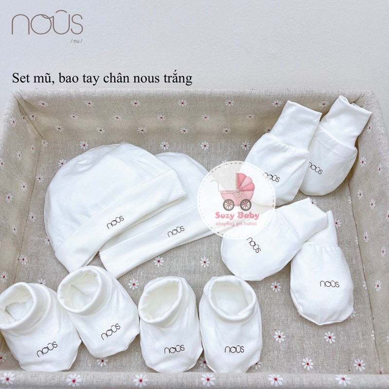 NOUS SALE - Set phụ kiện nous : Mũ, Bao tay, bao chân cho bé trai, bé gái sơ sinh