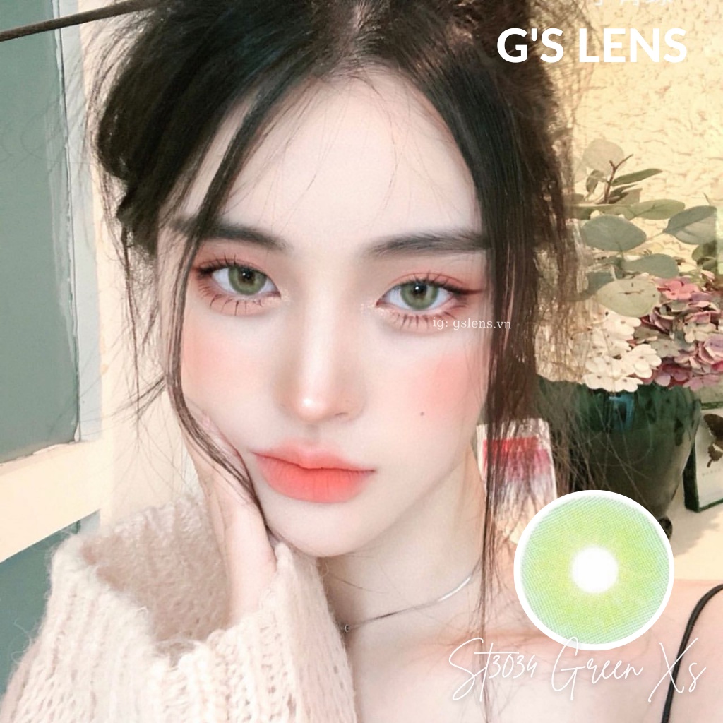 Kính Áp Tròng Lens Xanh Lá Tây Sáng Siêu Đẹp Hot Douyin Size Xs 14mm Có 0 Đến 6 Độ ST3034 Green