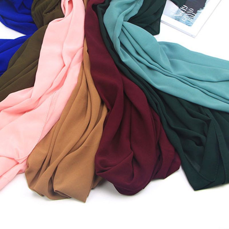 Khăn choàng chiffon màu trơn cỡ quá khổ phong cách dân tộc thời trang cho nữ