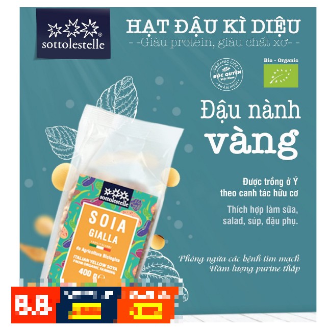 Đậu Nành Hữu Cơ Ý 400g Sottolestelle Organic Soy Beans