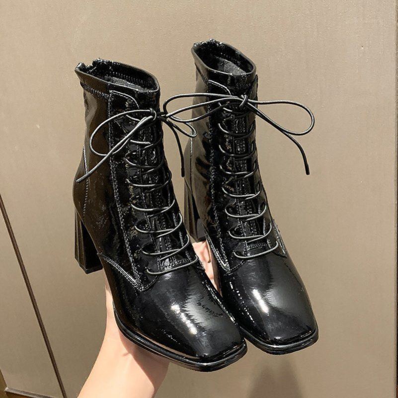 Boot Nữ 👢Freeship👢 Giày bốt buộc dây, gót vuông sang chảnh | BigBuy360 - bigbuy360.vn