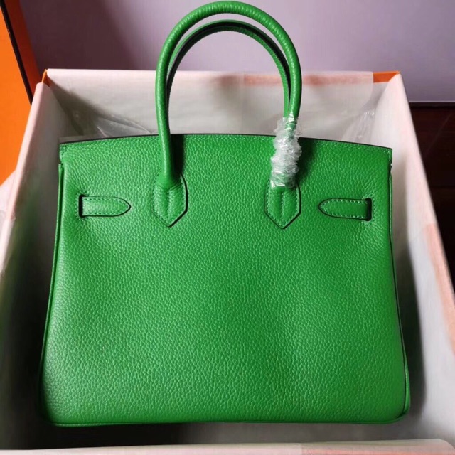 Túi hm birkin da thật màu xanh