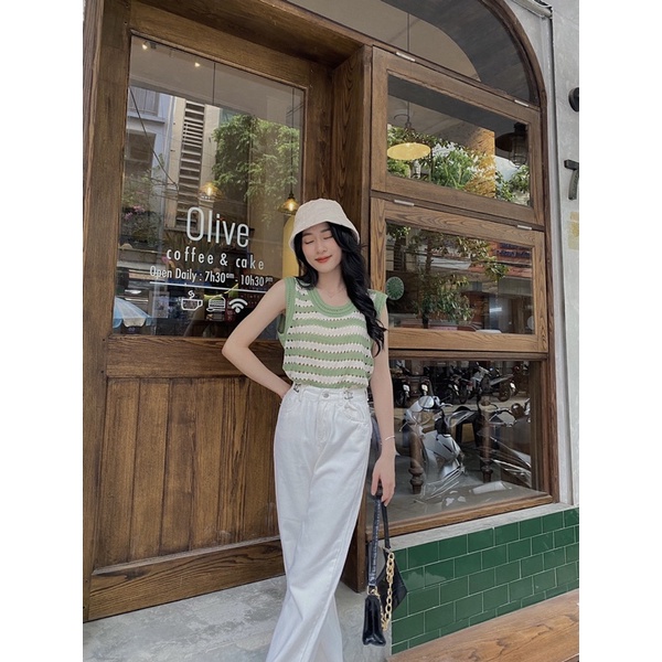 Áo Tanktop len kẻ ngang
