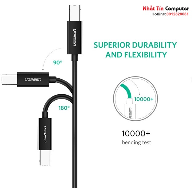 Cáp máy in USB 2.0 Type-C to USB Type-B dài 2M Ugreen 50446