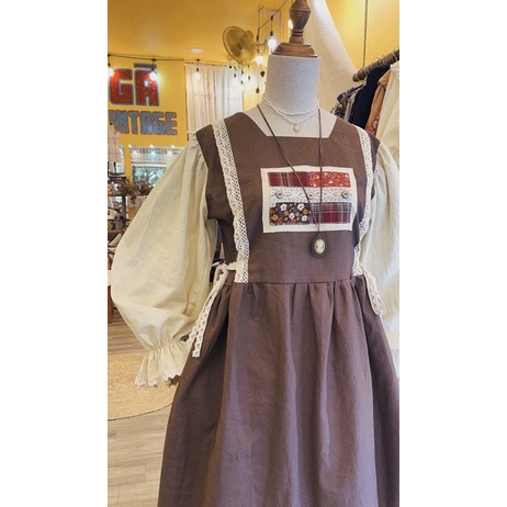 Đầm Vintage chắp vải Gà Vintage