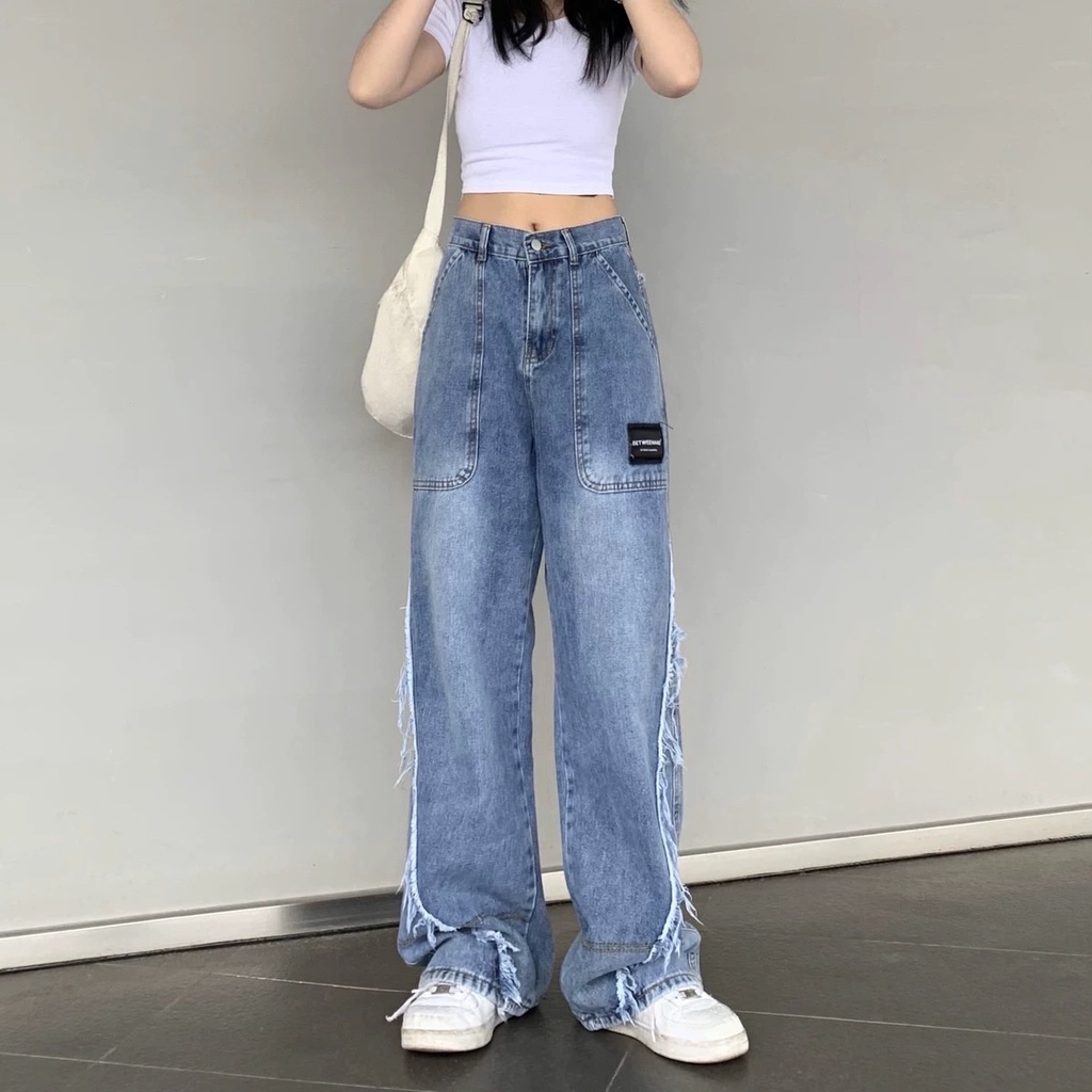Quần jeans nữ dáng thung, quần jeans cạp cao phong cách Ulzzang_j26