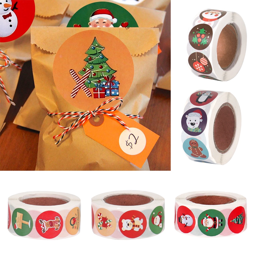 Bộ 500 Miếng Dán Trang Trí Túi Kẹo Mừng Giáng Sinh Năm Mới 2023