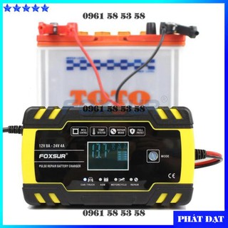 Bộ sạc bình acquy tự ngắt 12v 100ah cho xe máy ô tô chính hãng foxsur - dcg