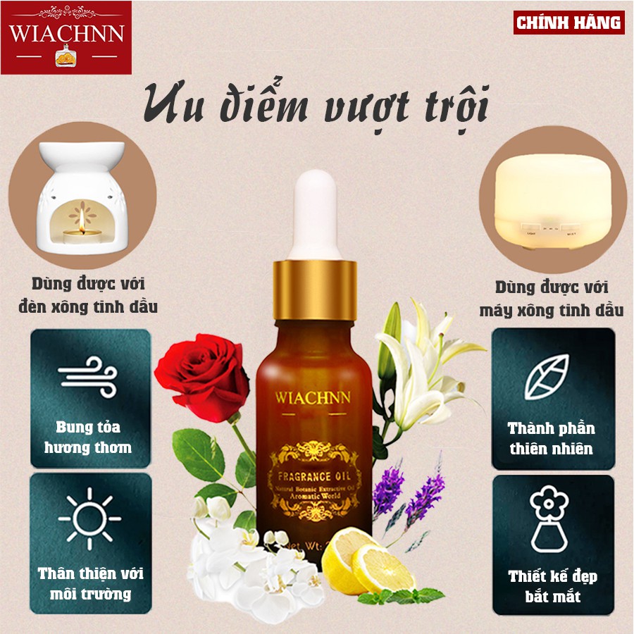 [COMBO MUA 2] Tinh Dầu Thơm Thiên Nhiên Nguyên Chất Xông Phòng WIACHNN 20ml Tỏa Hương Thơm Khử Mùi X50