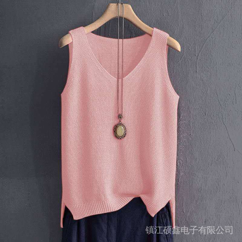 Áo Dệt Kim Sát Nách Dáng Rộng Che Phủ Bụng Có Size Lớn 80-Fat Dành Cho Nữ