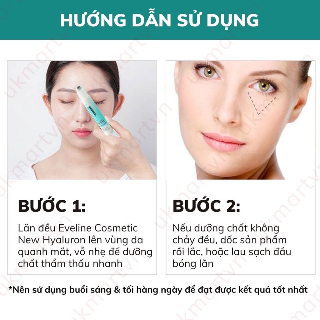 Lăn Mắt Mát Lạnh Eveline Cosmetic New Hyaluron 15ml