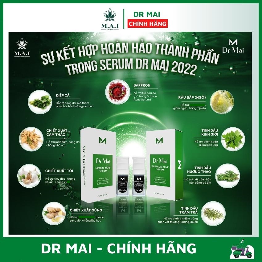 Dr Mai mix saffron sạch thâm mụn mẫu mới 6ml làm mịn da, thu nhỏ lỗ chân lông, hết thâm mờ sẹo rỗ