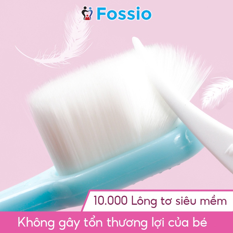 Bàn Chải Cotton Lông Siêu Mềm Cho Bé Từ 2 - 8 Tuổi FOSSIO C50 10.000 Sợi Lông Mềm Mại An Toàn Cho Răng Lợi Bé