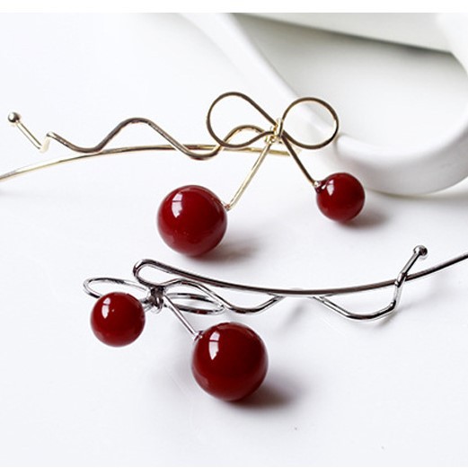 Kẹp tóc bằng kim loại hình quả cherry dễ thương