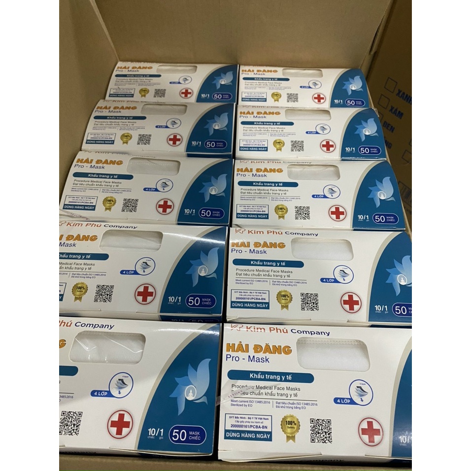 Hộp 50 Chiếc Khẩu Trang Y Tế Kháng Khuẩn Dày Mịn Đẹp Hàng Chất Lượng Cao