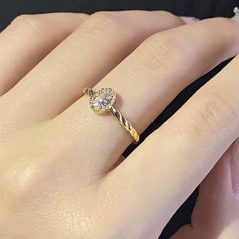 Nhẫn Mạ Vàng Đính Đá Zircon Lớn Sang Trọng Làm Quà Tặng Sinh Nhật