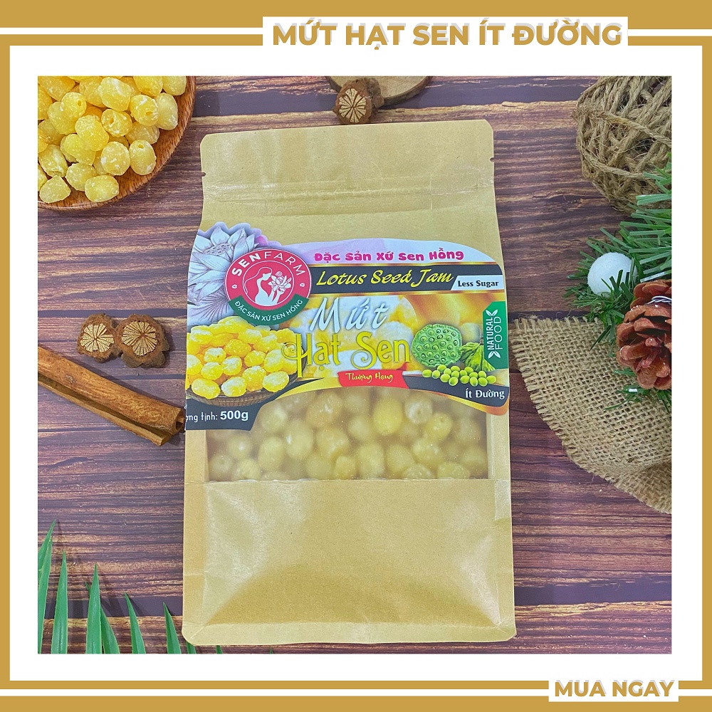 Mứt hạt sen thượng hạng ít đường senfarm bịch 500g