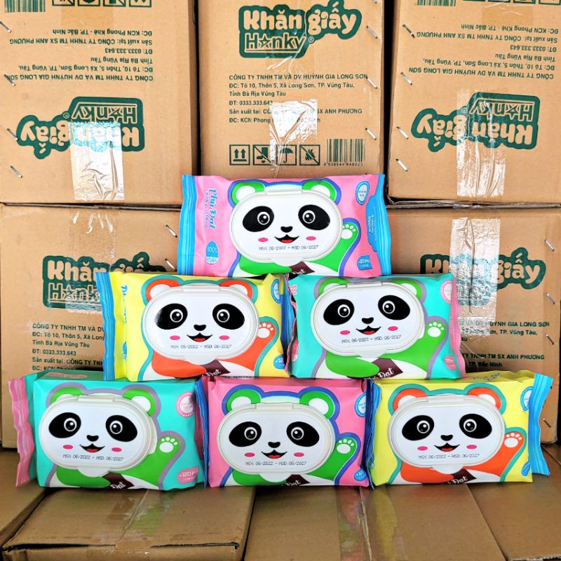 Thùng 32 Gói Khăn Giấy Ướt Gấu Trúc Không Mùi Cao Cấp Gói 120 Tờ