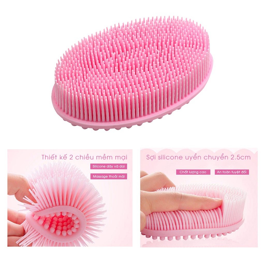 Bàn chải tắm massage MASEKI - Chất liệu silicone NHẬT BẢN cao cấp mềm mại