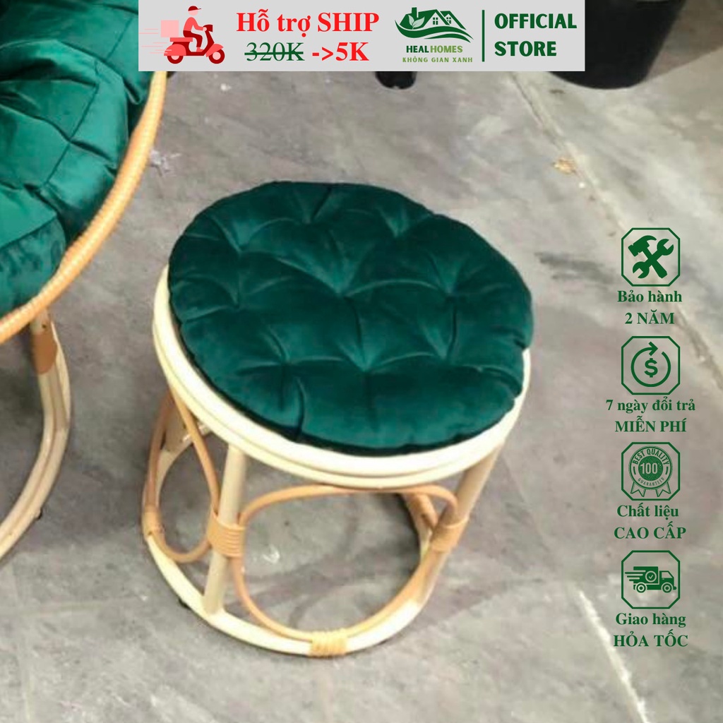 Ghế lười thư giãn Đôn Papasan Giả Mây lõi thép HealHomes, decor ban công nằm thư giãn đọc sách, trang trí phòng khách