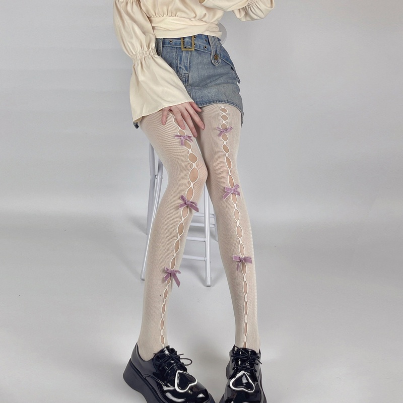 Xixi Quần Tất Lưới Đính Nơ Phong Cách Lolita Nhật Bản Quyến Rũ Ngọt Ngào Dành Cho Nữ
