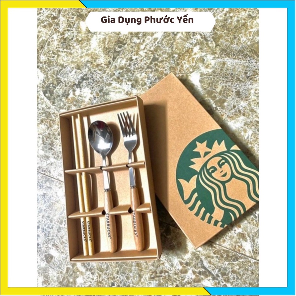 Hộp Sét 3 Đũa Thìa Dĩa Starbuck