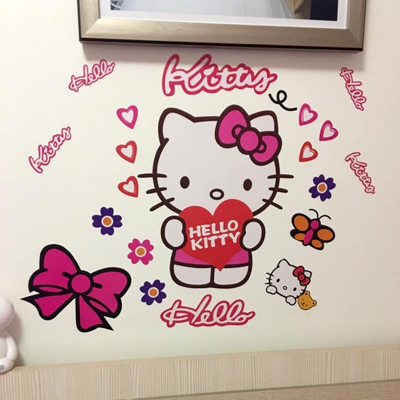 Miếng Dán Tường Trang Trí Phòng Ngủ Hình Hello kitty