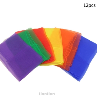 12pcs/set Juggling Kids Children Stage Performance Entertainment Dance Gift Decorative Square Scarf