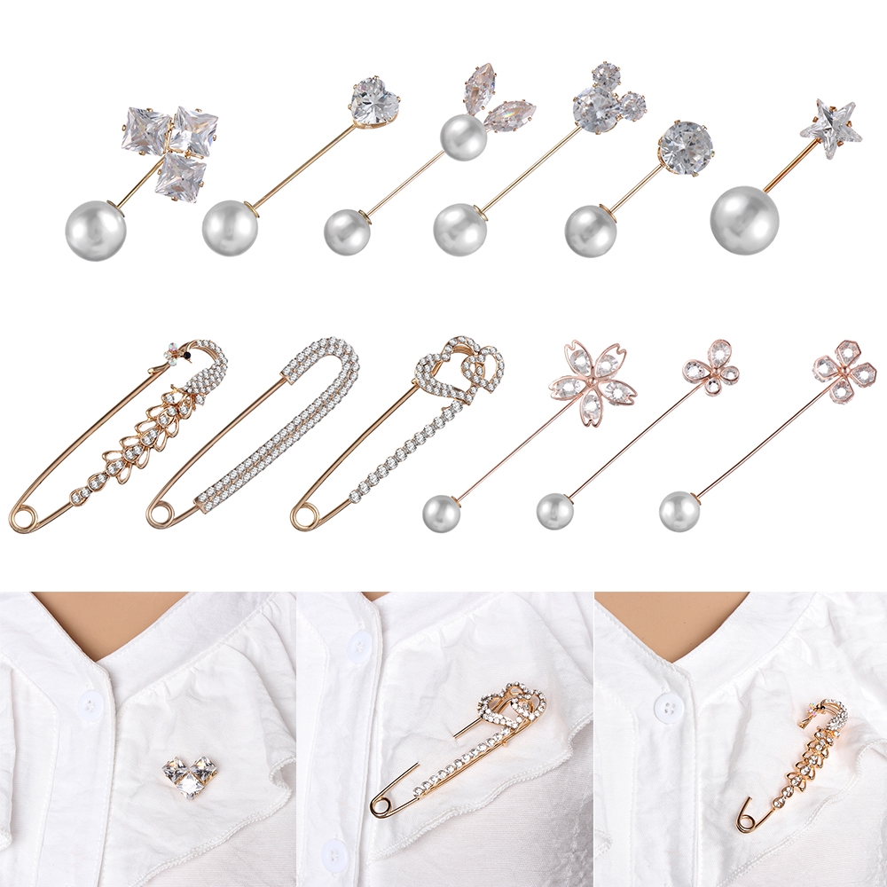 Ghim Cài Áo Hình Hoa Đính Đá Và Ngọc Trai Thanh Lịch