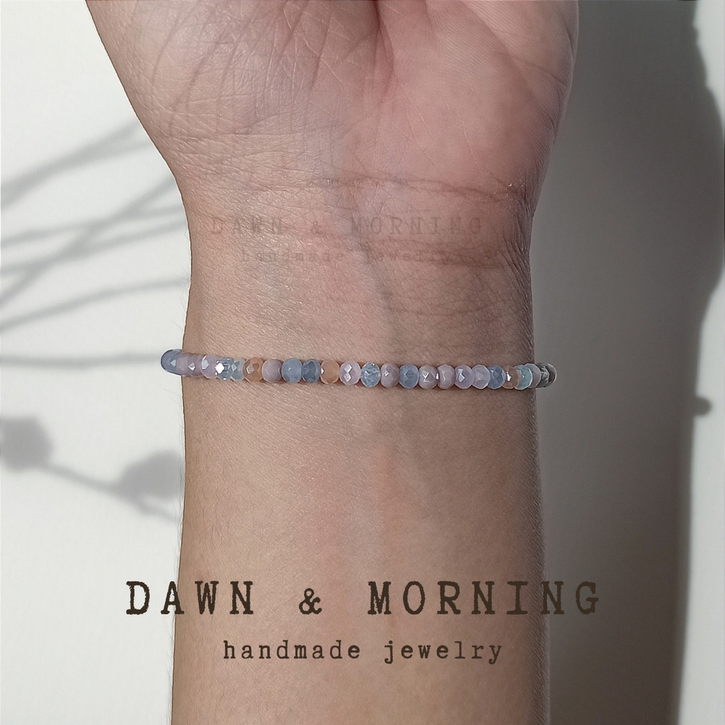 Kẹo bubble gum ~3-4mm - Vòng tay nữ bằng hạt pha lê thủy tinh phối màu phong cách ngọt ngào, nữ tính, đơn giản