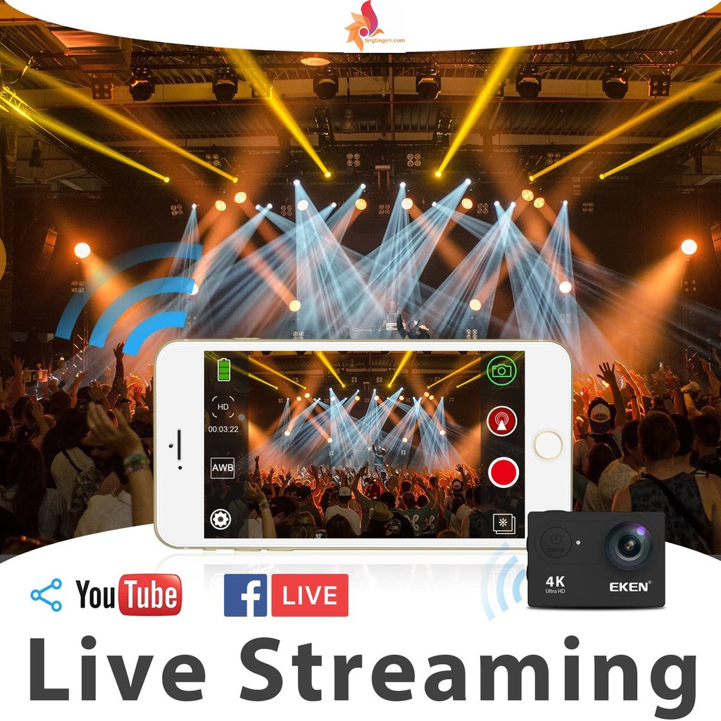 Camera Hành Động EKEN H9R Ultra HD 4K Wifi - Live stream Facebook/Youtube