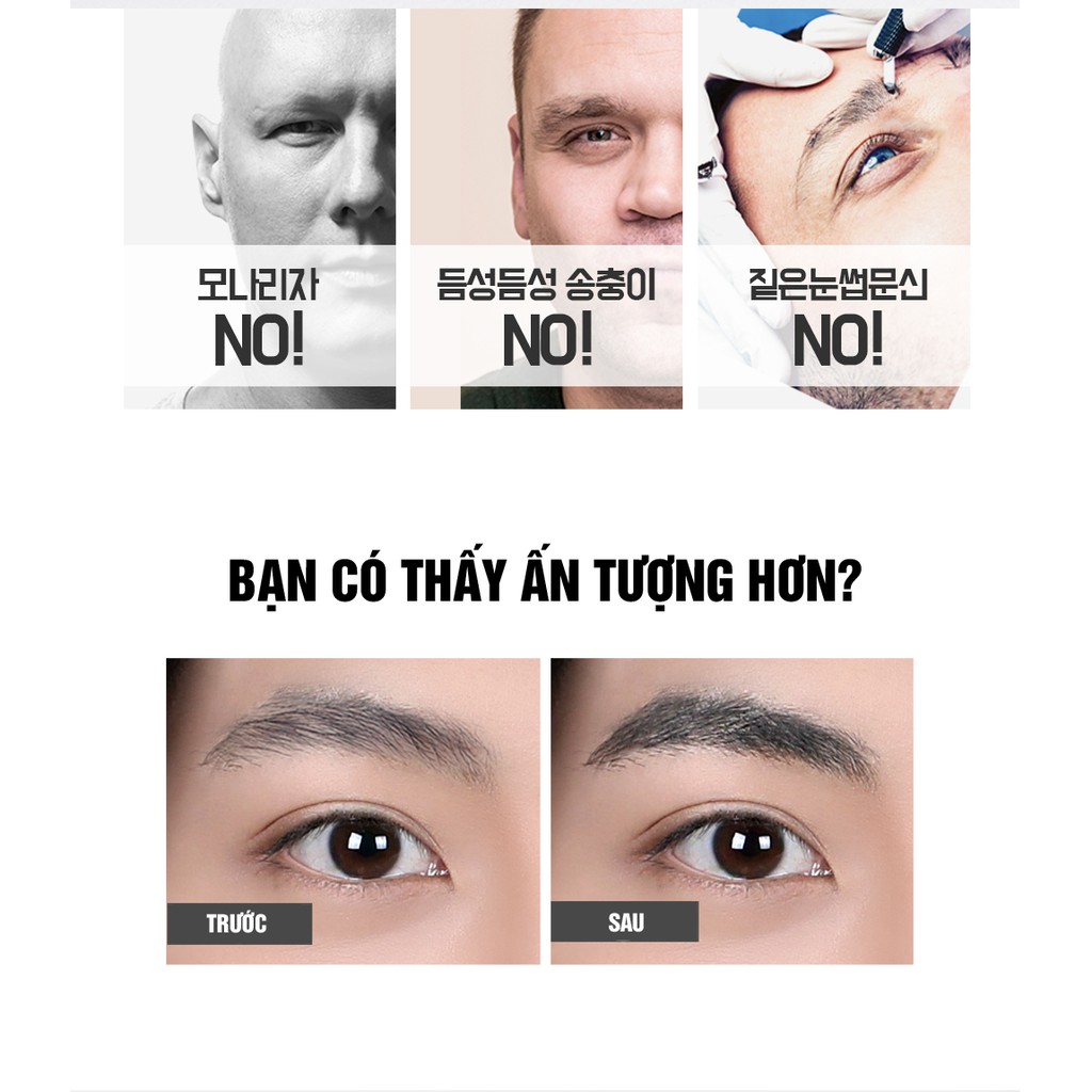 Chỉ kẻ chân mày Hàn Quốc cho Nam, bút kẻ lông mày Dashu Mans Good Looks Eyebrow Pencil màu xám đen, 1 đầu chì, 1 đầu