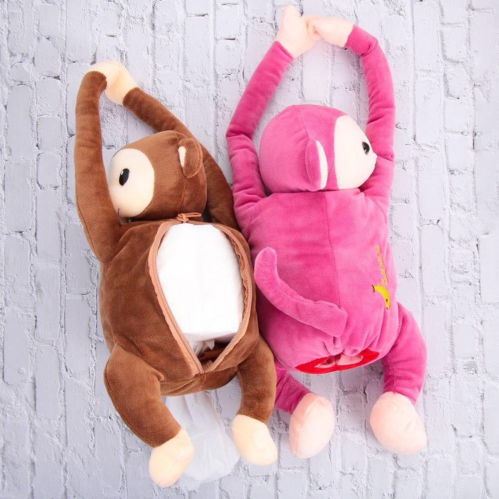 Hộp Đựng Khăn Giấy Hình Khỉ Hoạt Hình Gắn Sau Ghế Xe Hơi